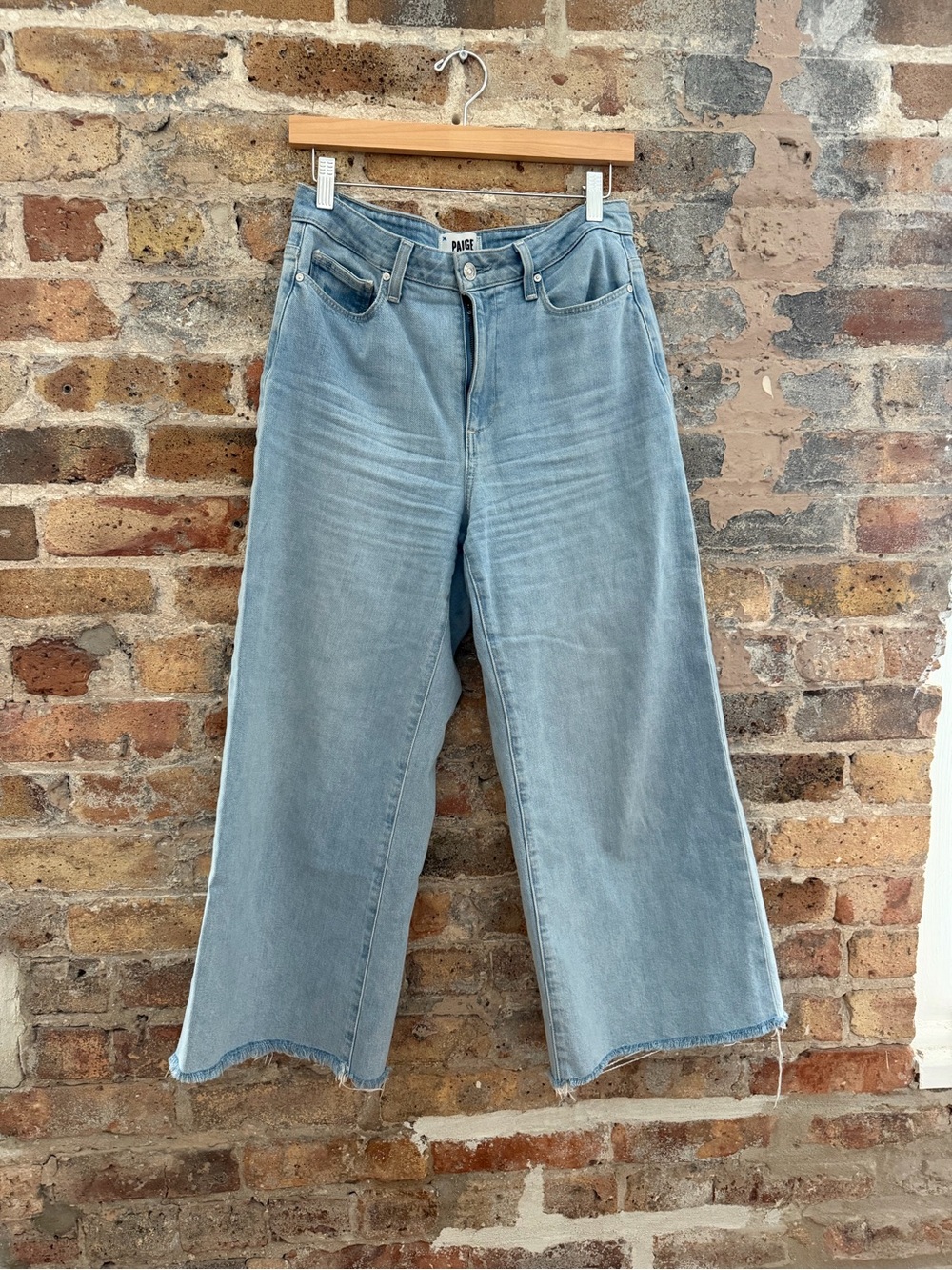 PAIGE Light Wash Wide Leg Jeans